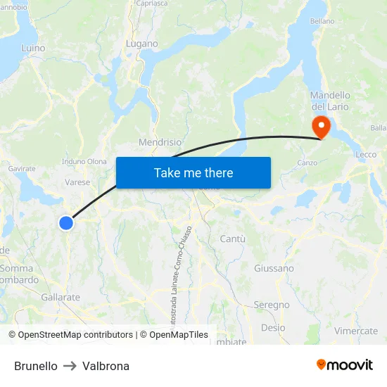 Brunello to Valbrona map