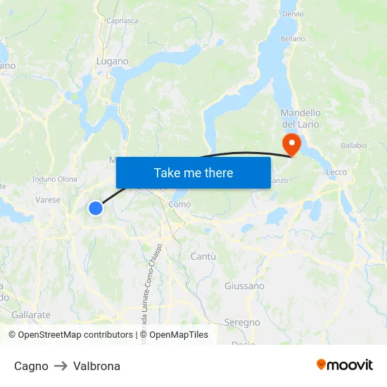 Cagno to Valbrona map