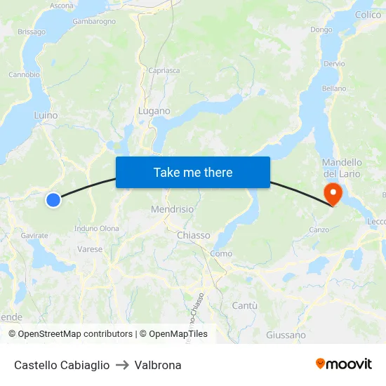 Castello Cabiaglio to Valbrona map