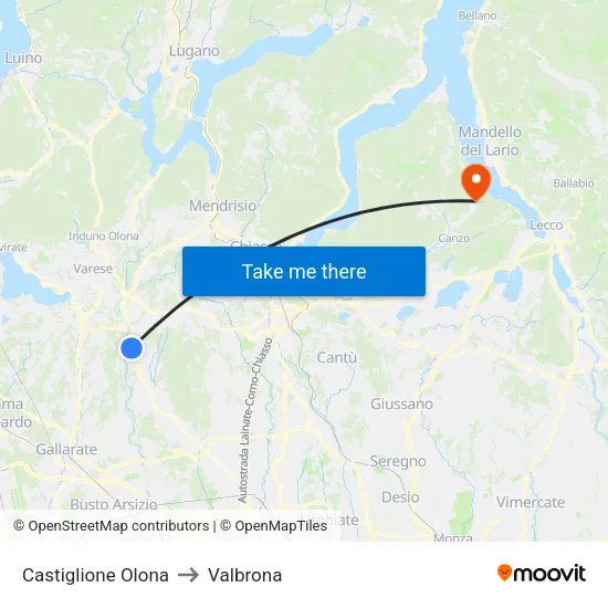 Castiglione Olona to Valbrona map