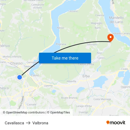 Cavallasca to Valbrona map