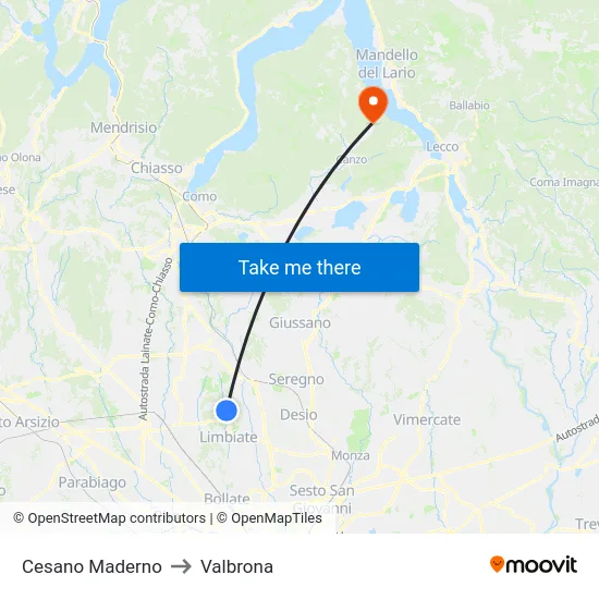 Cesano Maderno to Valbrona map