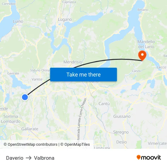 Daverio to Valbrona map