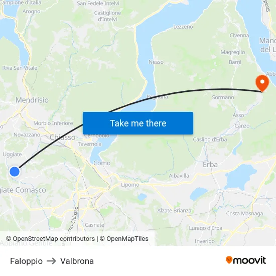 Faloppio to Valbrona map