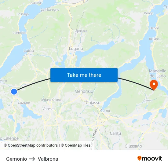 Gemonio to Valbrona map