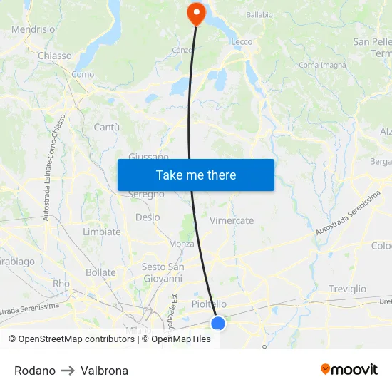Rodano to Valbrona map