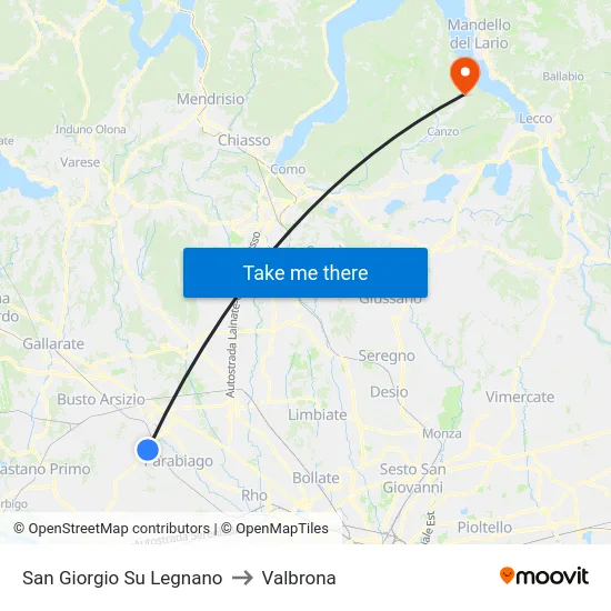 San Giorgio Su Legnano to Valbrona map