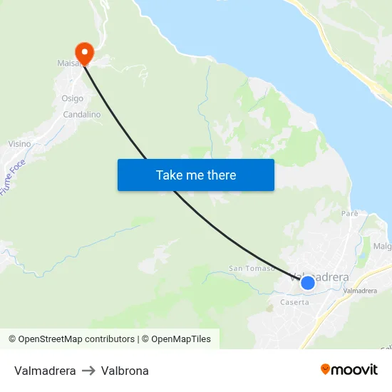 Valmadrera to Valbrona map