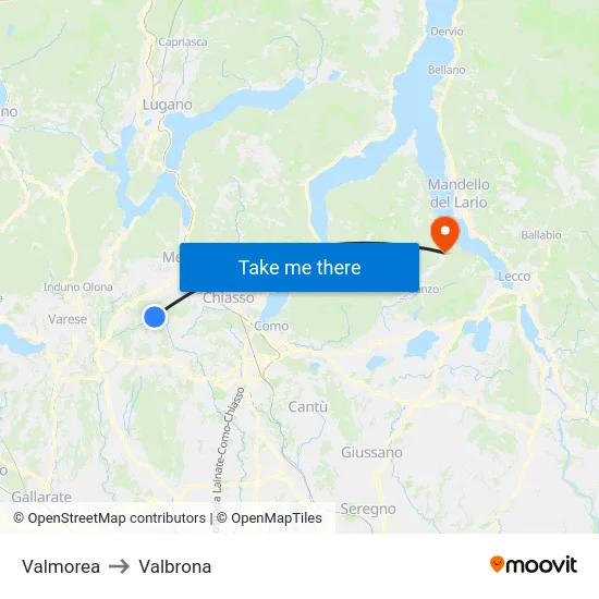 Valmorea to Valbrona map