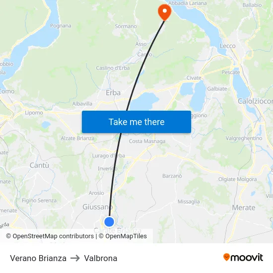 Verano Brianza to Valbrona map