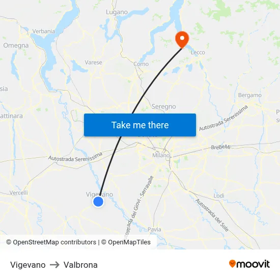 Vigevano to Valbrona map