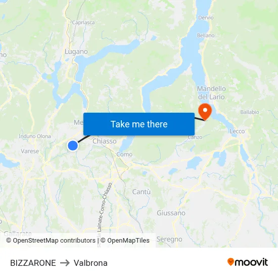 BIZZARONE to Valbrona map