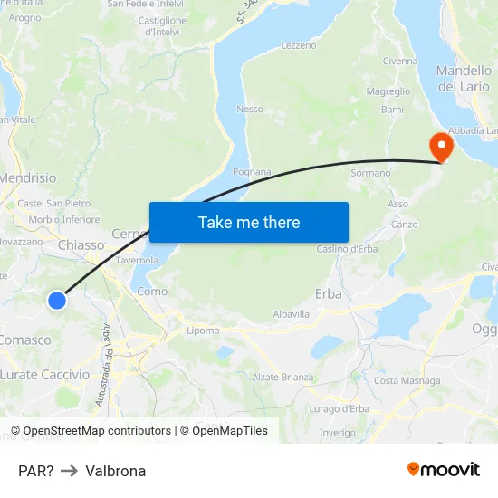 Parre to Valbrona map
