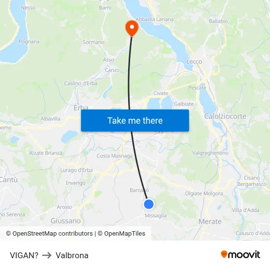 Vigano to Valbrona map