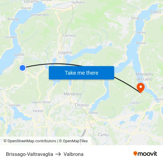 Brissago-Valtravaglia to Valbrona map