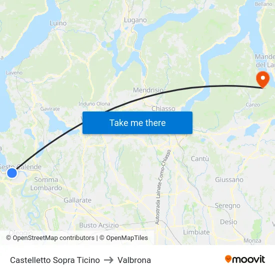 Castelletto Above Ticino to Valbrona map
