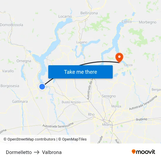 Dormelletto to Valbrona map