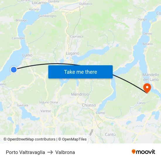 Porto Valtravaglia to Valbrona map
