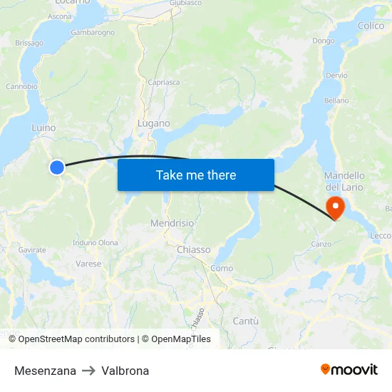 Mesenzana to Valbrona map