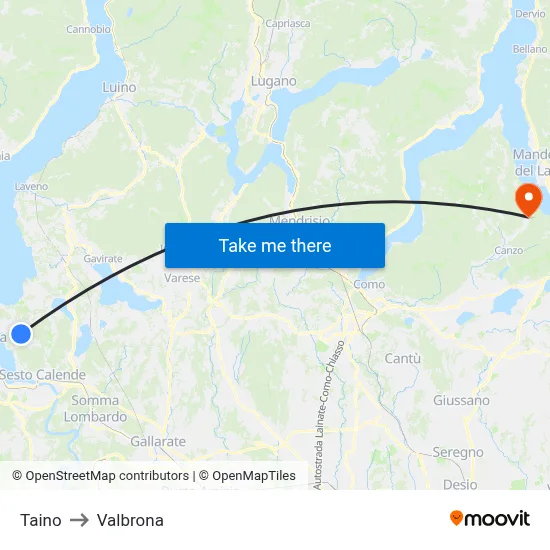Taino to Valbrona map