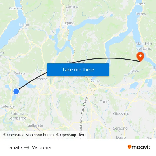 Ternate to Valbrona map