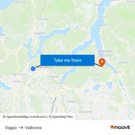 Viggiù to Valbrona map