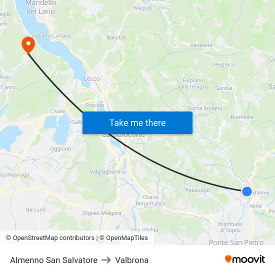 Almenno San Salvatore to Valbrona map