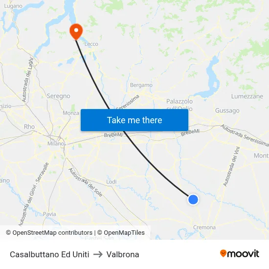 Casalbuttano Ed Uniti to Valbrona map