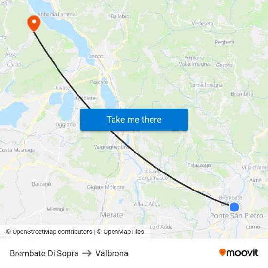 Brembate Di Sopra to Valbrona map