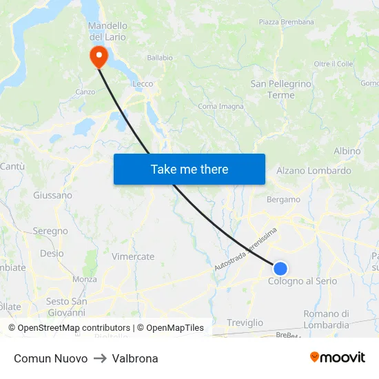 Comun Nuovo to Valbrona map