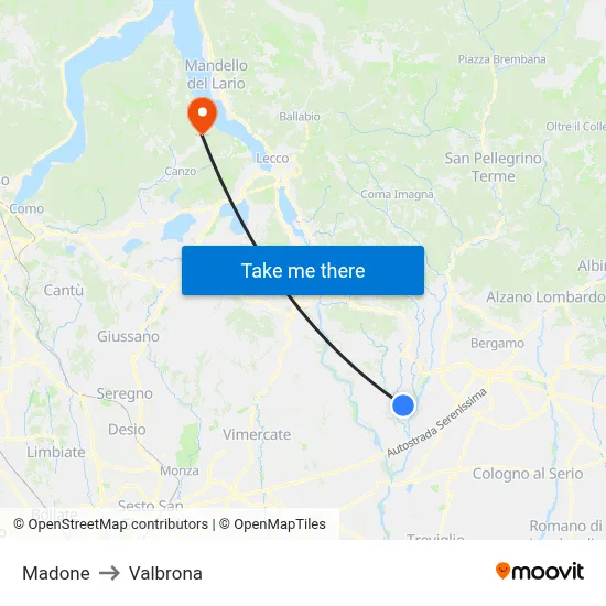 Madone to Valbrona map