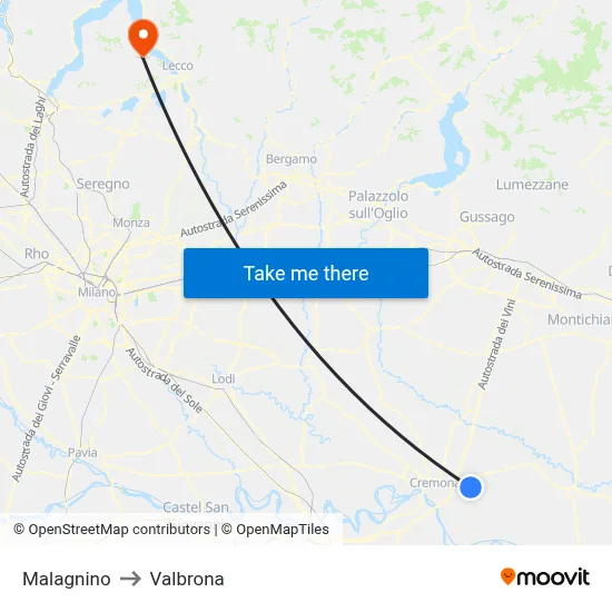 Malagnino to Valbrona map