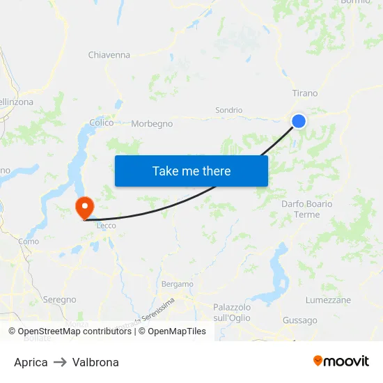 Aprica to Valbrona map