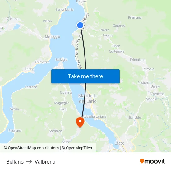 Bellano to Valbrona map
