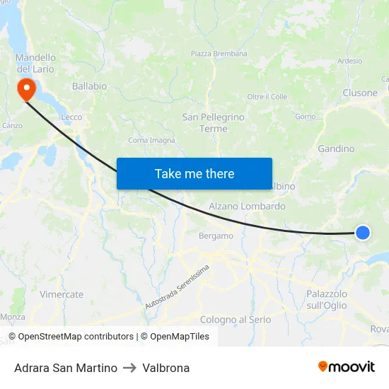 Adrara San Martino to Valbrona map