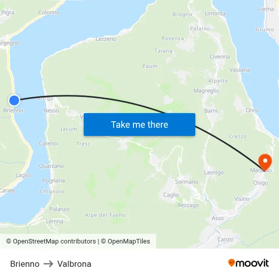 Brienno to Valbrona map