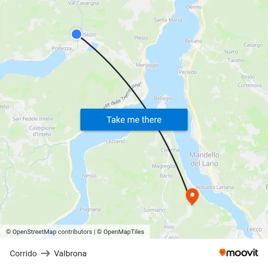 Corrido to Valbrona map