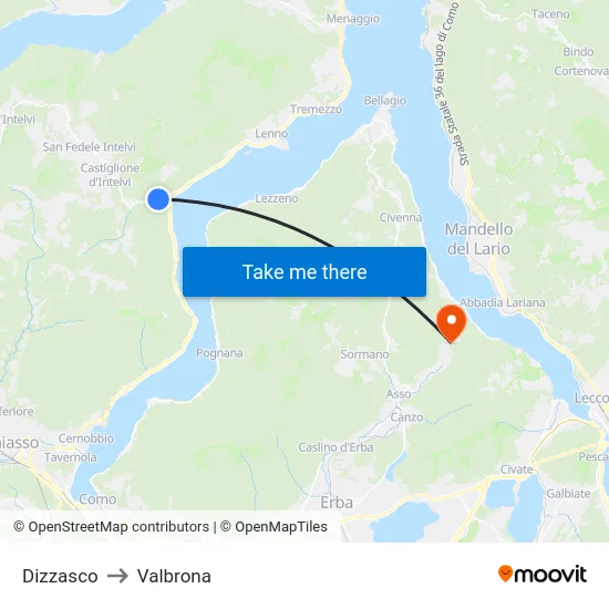 Dizzasco to Valbrona map