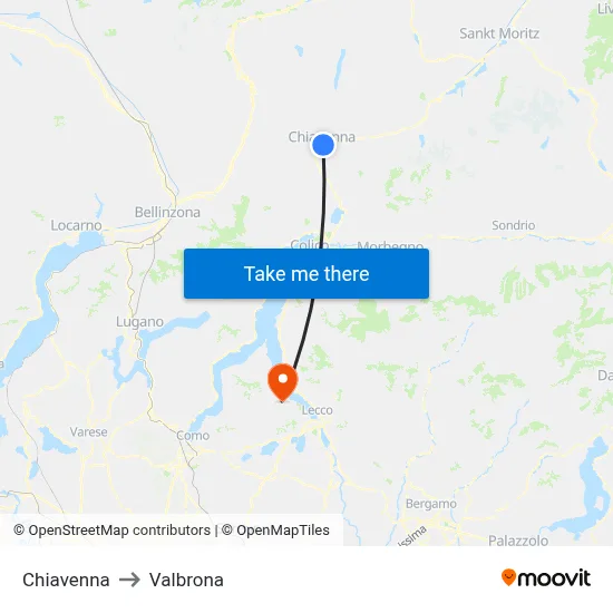 Chiavenna to Valbrona map