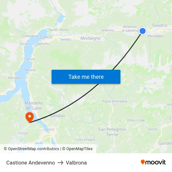 Castione Andevenno to Valbrona map