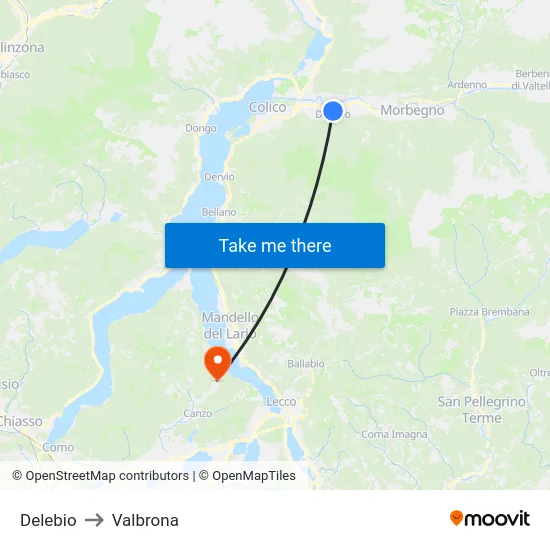 Delebio to Valbrona map