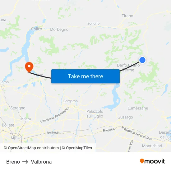 Breno to Valbrona map