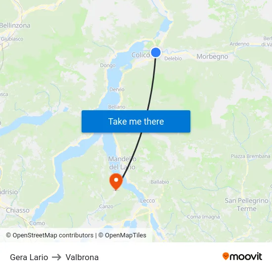 Gera Lario to Valbrona map