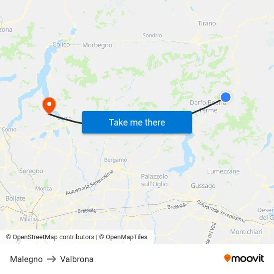 Malegno to Valbrona map