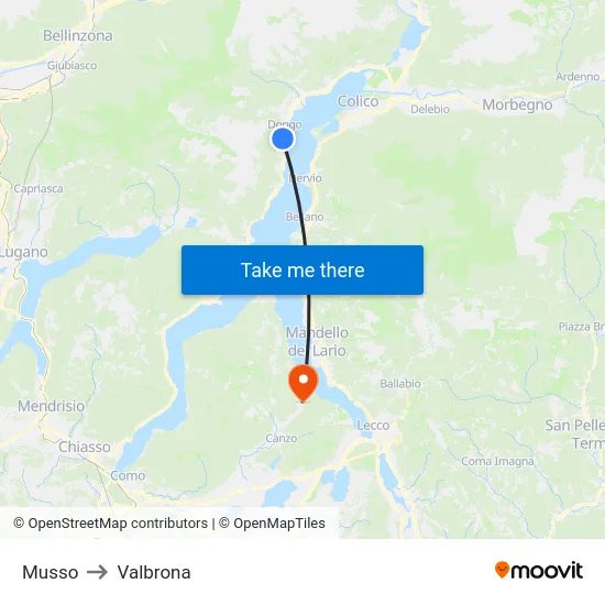 Musso to Valbrona map