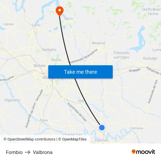 Fombio to Valbrona map