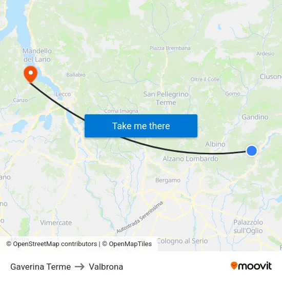 Gaverina Terme to Valbrona map