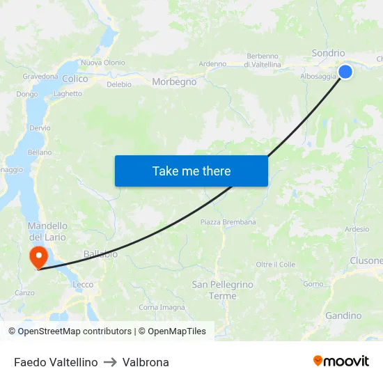 Faedo Valtellino to Valbrona map