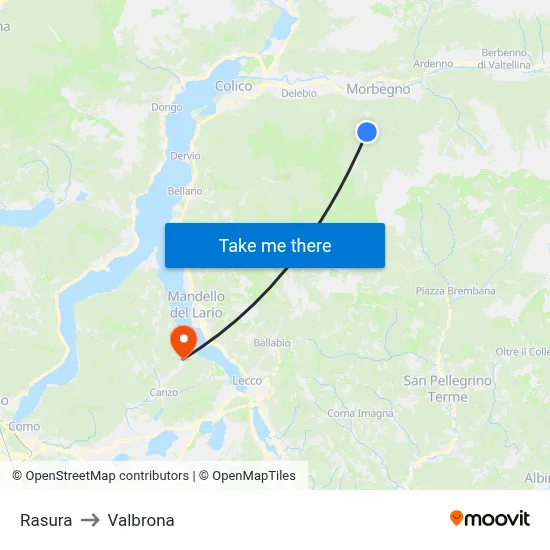 Rasura to Valbrona map