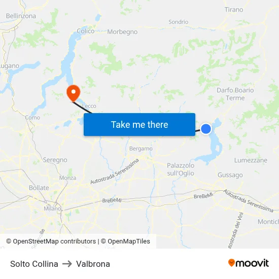 Solto Collina to Valbrona map